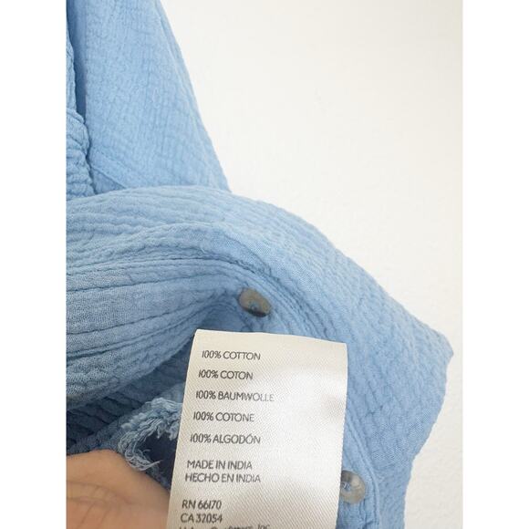 Free People Cardiff Oversized Top Size XL Blue Waffle Knit Boho Long Sleeve - Picture 6 of 13